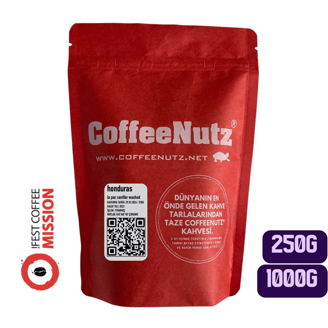 taze kavrulmuş coffeenutz honduras caviflor yıkanmış 250 gram kahvesi