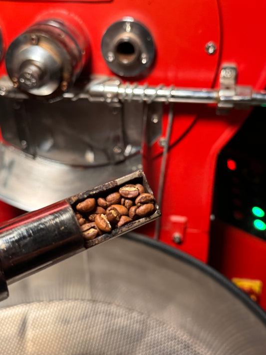 Kahve kavurma: tamburdan numune kaşığıyla alınan kavrulmuş çekirdekler, CoffeeNutz.