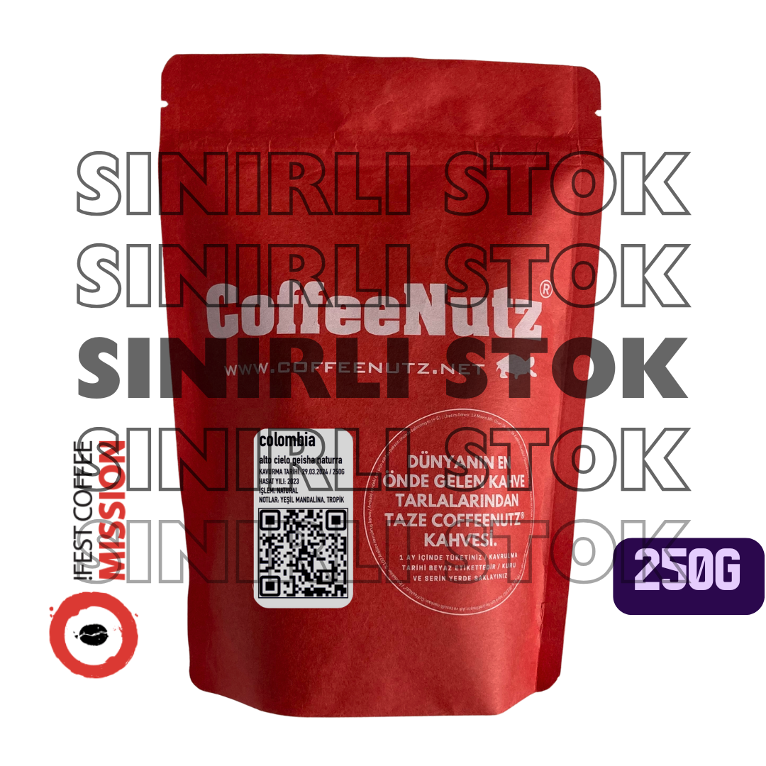 coffeenutz taze kavrulmuş kolombiya alto cielo geisha 250G natural kahvesi