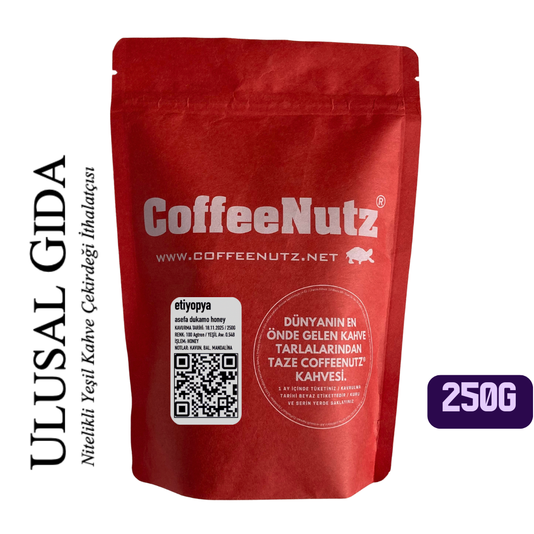 taze kavrulmuş coffeenutz etiyopya asefa dukamo honey 250 gram kahvesi