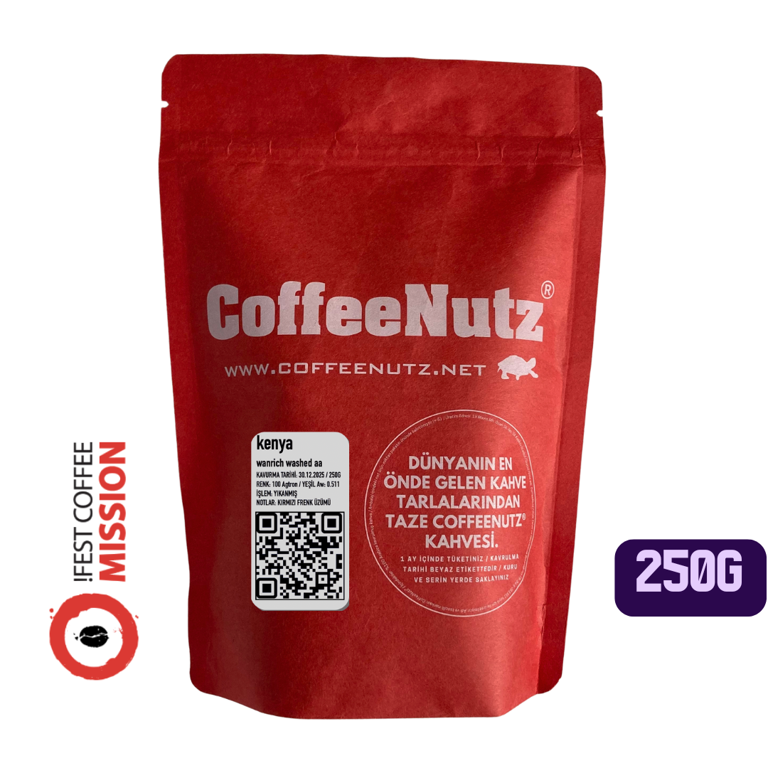 taze kavrulmuş coffeenutz kenya wanrich washed aa 250 gram kahvesi