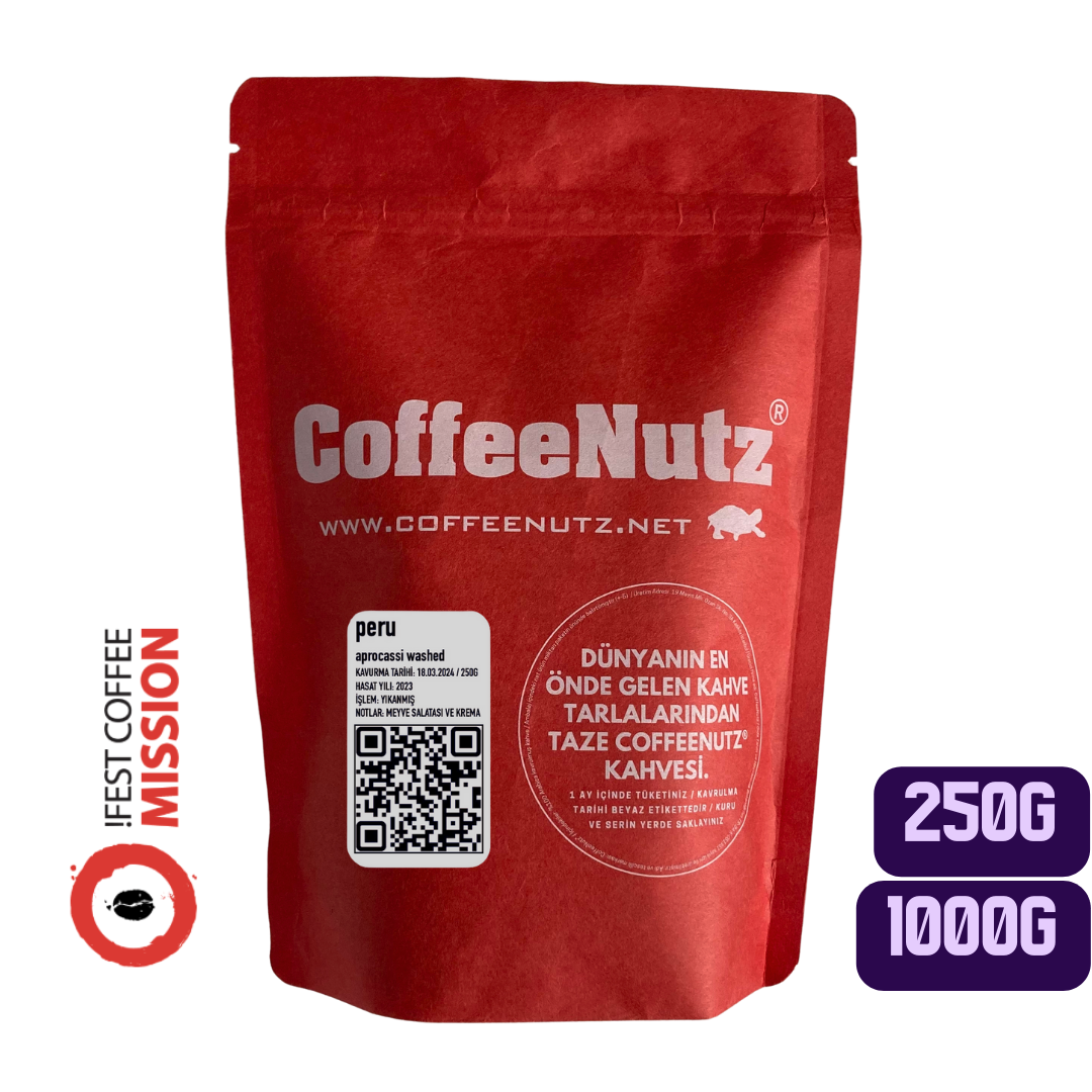 taze kavrulmuş coffeenutz peru aprocassi yıkanmış 250 gram kahvesi